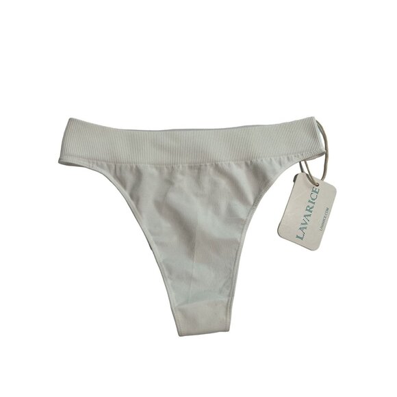 LAVARICE Silk Blend Thong in White - Picture 1 of 4